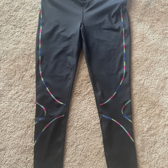 NWT Fila Black Leggings with Multicolor Trim Large - Picture 1 of 6